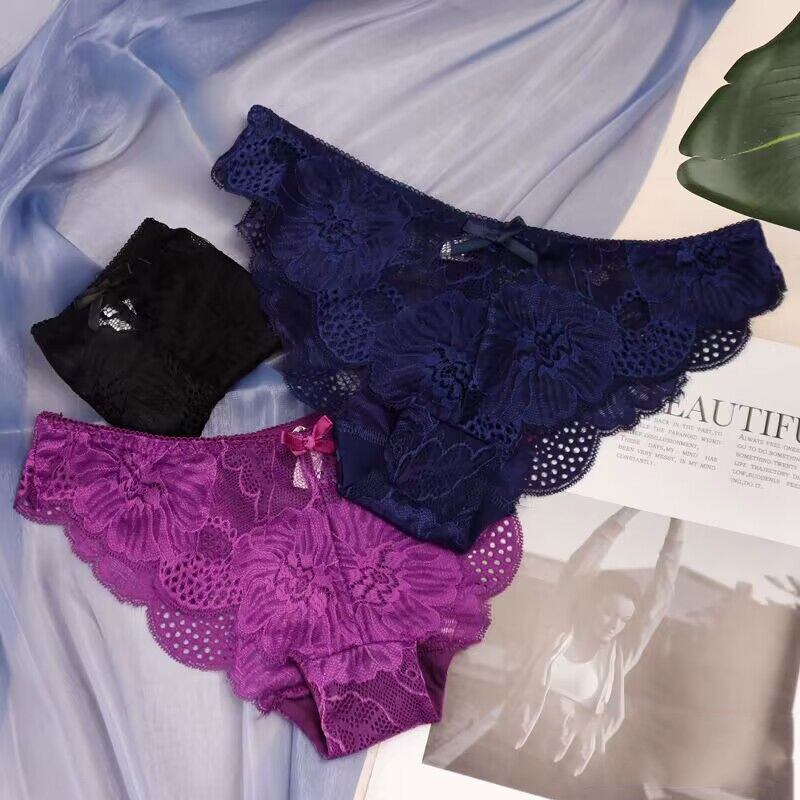 Moteriškos kelnaitės Seksualios nėriniuotos apatinės kelnaitės kvėpuojantis minkštas apatinis trikotažas Moteriškos kelnaitės Kelnaitės Sexy Permatomos moteriškos apatinės kelnės