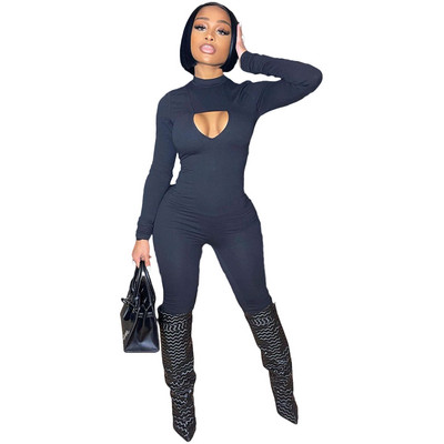 Casual γυναικεία ολόσωμη φόρμα Hollow Out Μονόχρωμη ψηλή φόρμα Streetwear Romper Γυναικεία φόρμα