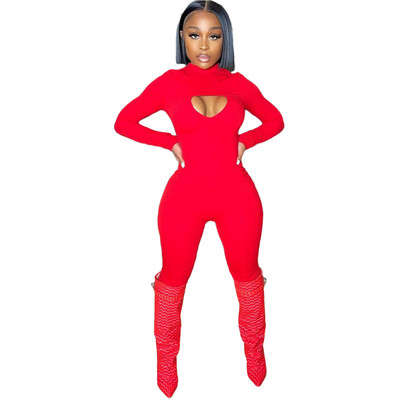 Casual γυναικεία ολόσωμη φόρμα Hollow Out Μονόχρωμη ψηλή φόρμα Streetwear Romper Γυναικεία φόρμα