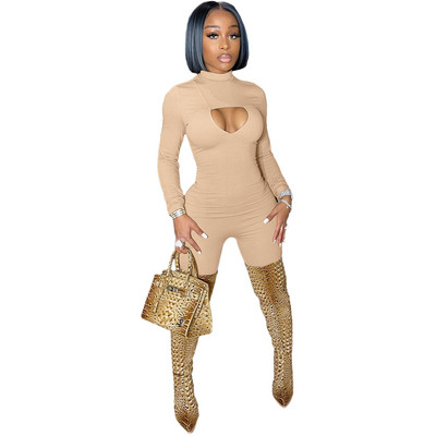 Casual γυναικεία ολόσωμη φόρμα Hollow Out Μονόχρωμη ψηλή φόρμα Streetwear Romper Γυναικεία φόρμα