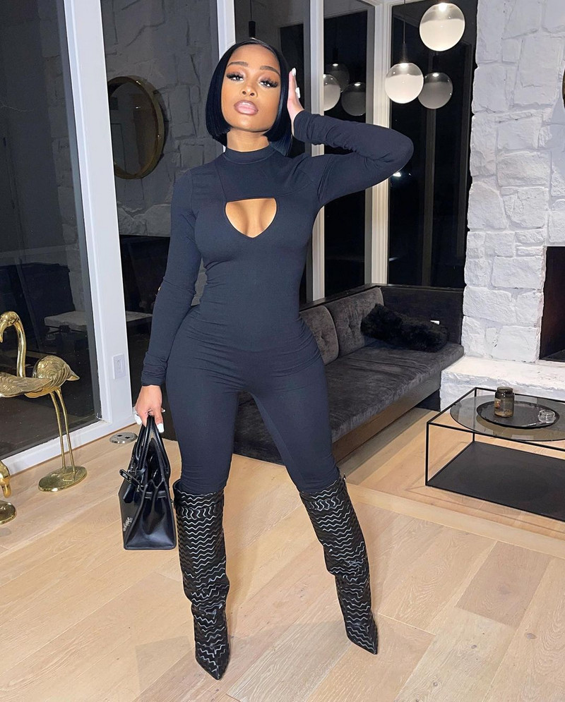 Casual γυναικεία ολόσωμη φόρμα Hollow Out Μονόχρωμη ψηλή φόρμα Streetwear Romper Γυναικεία φόρμα