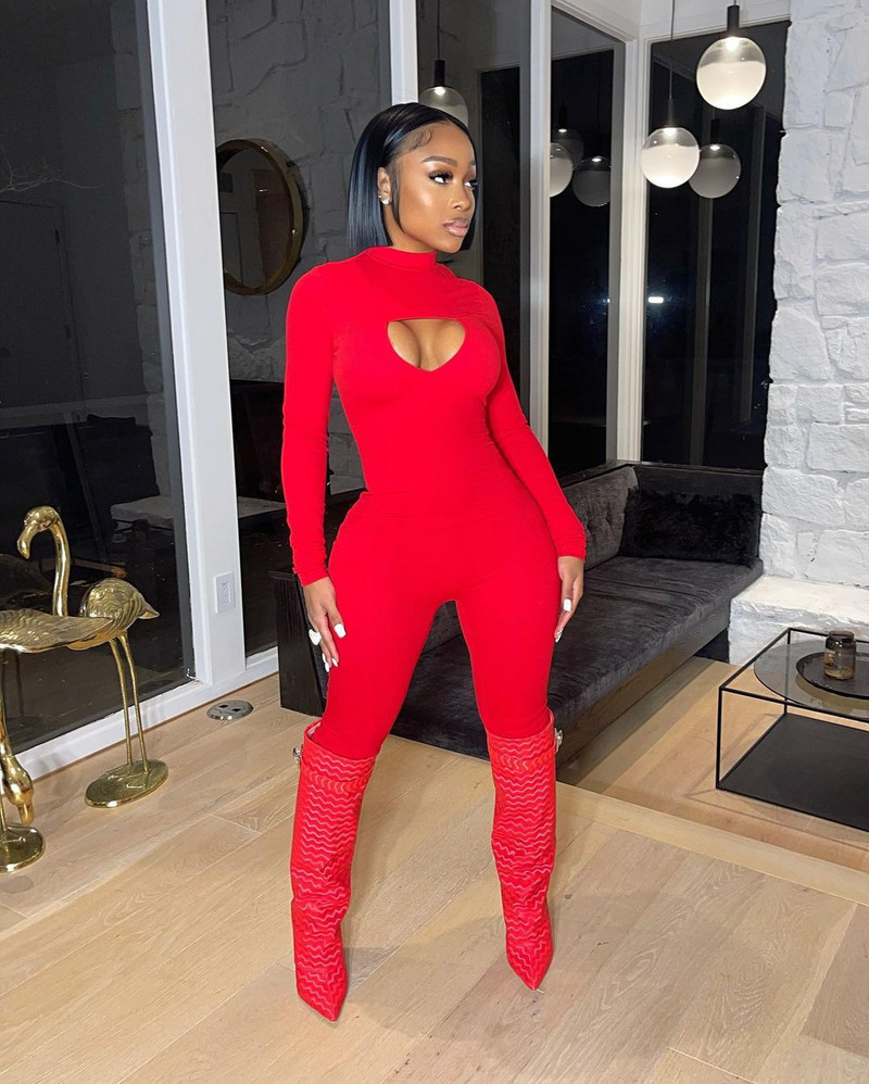 Casual γυναικεία ολόσωμη φόρμα Hollow Out Μονόχρωμη ψηλή φόρμα Streetwear Romper Γυναικεία φόρμα