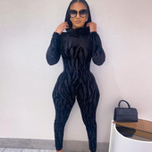 Dámsky overal s dlhým rukávom, priehľadnou sieťovinou, štíhly, priliehavý, streetwear, párty, večer, dlhý, dámsky overal