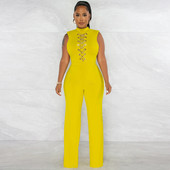 Casaul Ženski kombinezon Lančani križ bez rukava Duge široke hlače Sportsko odijelo Ulična odjeća Dugi kombinezon Ženski kombinezon Kombinezon