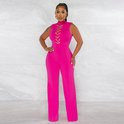 Casaul Ženski kombinezon Lančani križ bez rukava Duge široke hlače Sportsko odijelo Ulična odjeća Dugi kombinezon Ženski kombinezon Kombinezon