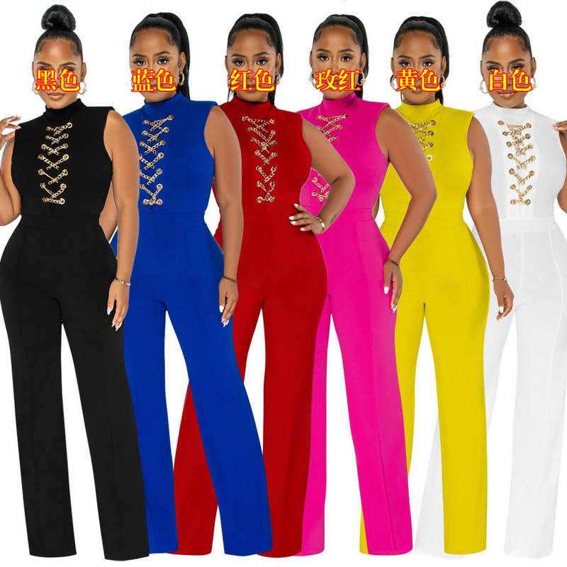 Casaul Ženski kombinezon Lančani križ bez rukava Duge široke hlače Sportsko odijelo Ulična odjeća Dugi kombinezon Ženski kombinezon Kombinezon