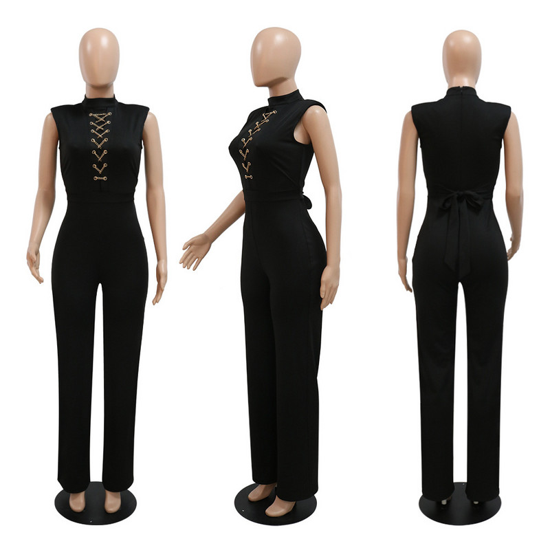 Casaul Ženski kombinezon Lančani križ bez rukava Duge široke hlače Sportsko odijelo Ulična odjeća Dugi kombinezon Ženski kombinezon Kombinezon