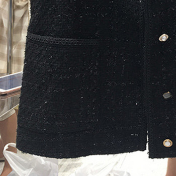 OCEANLOVE Дамски якета от туид Едноцветни есенни зимни черни винтидж дебели жилетки Корейски модни основи Тънки Chalecos Para Mujeres