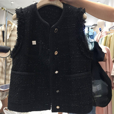 OCEANLOVE Ženske jakne od tvida Jednobojne Jesen Zima Crni Vintage debeli prsluci Korean Fashion Basics Tanki Chalecos Para Mujeres