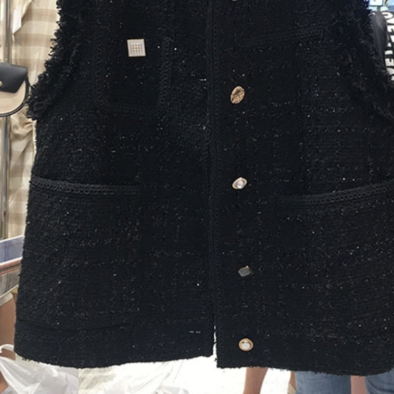 OCEANLOVE Ženske jakne od tvida Jednobojne Jesen Zima Crni Vintage debeli prsluci Korean Fashion Basics Tanki Chalecos Para Mujeres