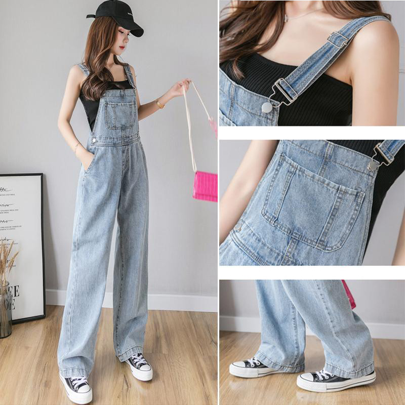 Dámsky džínsový overal bez rukávov v kórejskom štýle, ležérny modrý rovný overal s nohavicami, streetwear, pevné traky, kombinézy