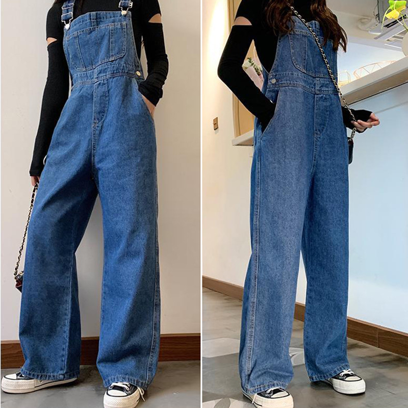 Dámsky džínsový overal bez rukávov v kórejskom štýle, ležérny modrý rovný overal s nohavicami, streetwear, pevné traky, kombinézy