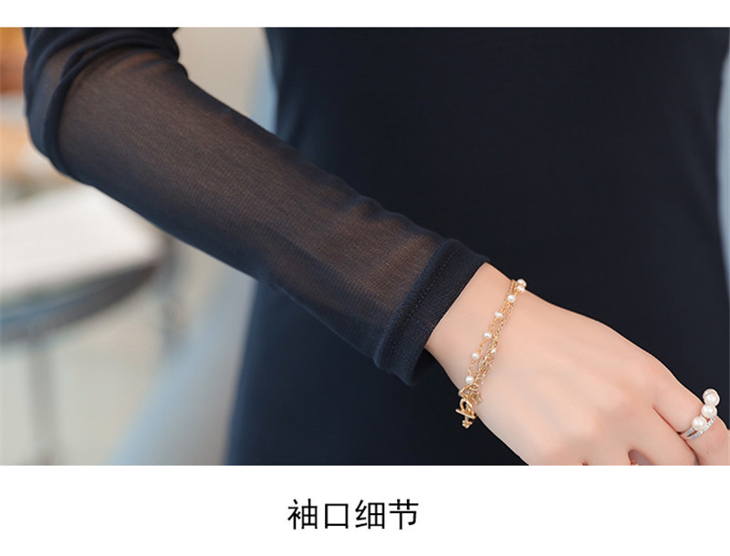 nauji mados moteriški drabužiai su O formos iškirpte ilgomis rankovėmis pavasario rudeniniai ploni marškinėliai moteriški seksualūs nėriniai Vienspalviai ploni palaidinės megztiniai drabužiai