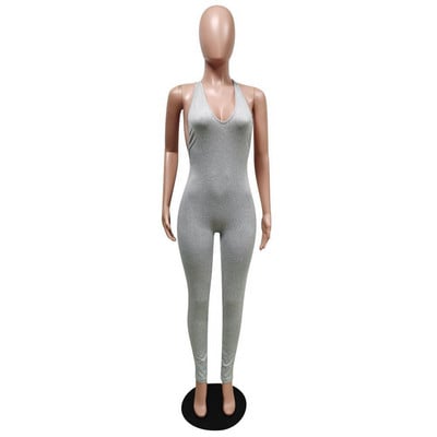 Sexy Off Shoulder Bodycon Moteriškas kombinezonas be nugaros, kūno rengybos komplektai Moteriški drabužiai Deep V One Piece klubiniai vakarėlių šliaužtinukai