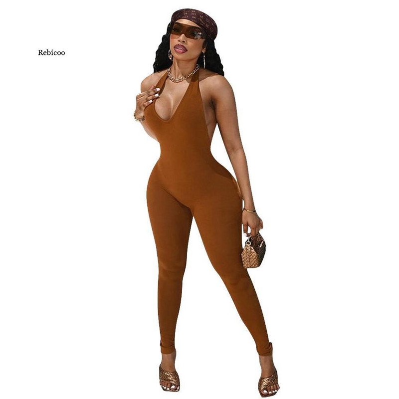 Sexy Off Shoulder Bodycon Moteriškas kombinezonas be nugaros, kūno rengybos komplektai Moteriški drabužiai Deep V One Piece klubiniai vakarėlių šliaužtinukai