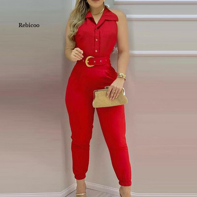 Ženski kombinezon Puf na ramena Duboki V izrez Majica kratkih rukava Kombinezon Elegantna uredska dama Jednodijelni kombinezon Novo proljeće ljeto