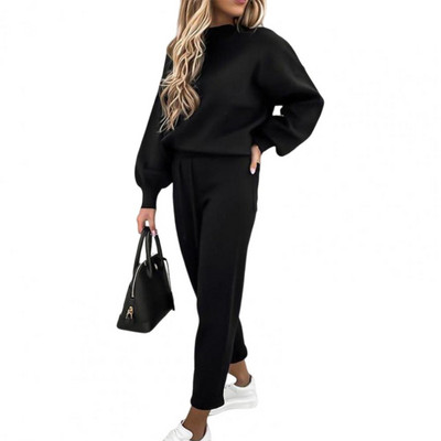 2 buc/set femei trening largi jumatate turtleneck dama top pantaloni set imbracaminte sport cu cordon hanorac pantaloni de trening costum pentru jogging