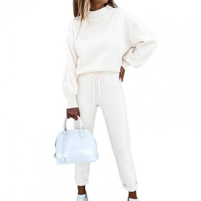 2 buc/set femei trening largi jumatate turtleneck dama top pantaloni set imbracaminte sport cu cordon hanorac pantaloni de trening costum pentru jogging