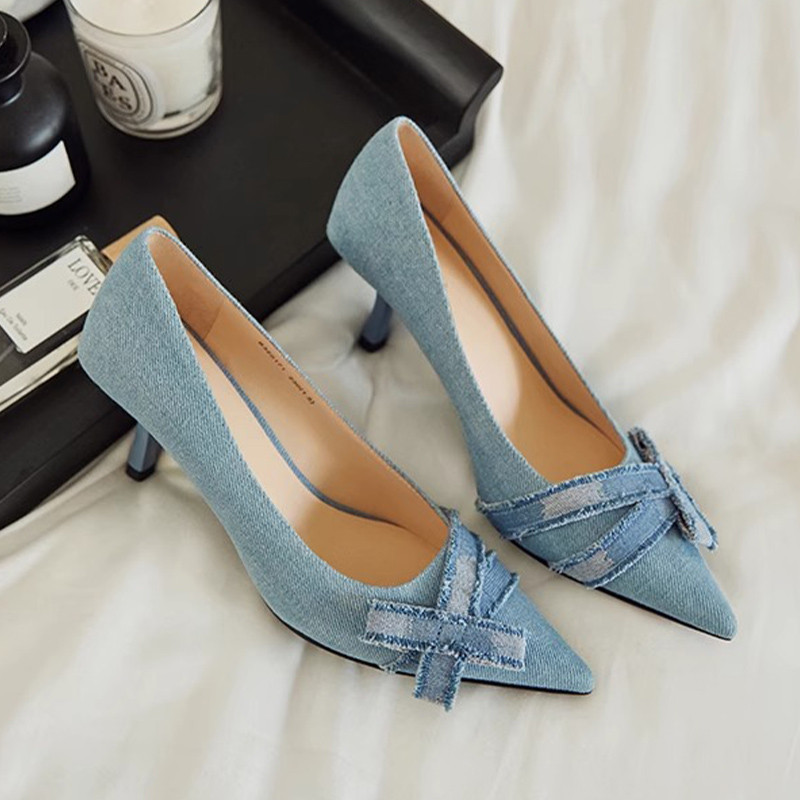 Marka Ženske kaubojske cipele s visokom potpeticom Seksi plitke sandale za zabavu, modne jesenske 2023., nove cipele sa šiljatim vrhovima, salonke Bottine Femme