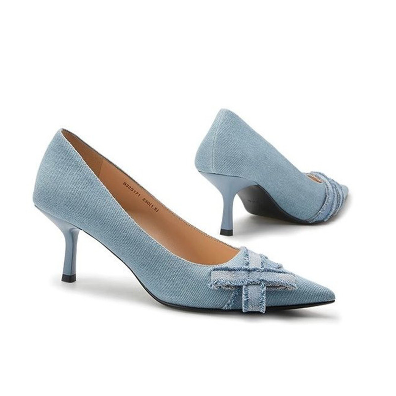 Marka Ženske kaubojske cipele s visokom potpeticom Seksi plitke sandale za zabavu, modne jesenske 2023., nove cipele sa šiljatim vrhovima, salonke Bottine Femme