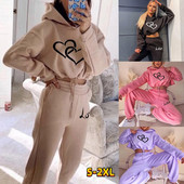 2023 Hot Sale Trenirka Funny Love Heart Žensko odijelo Fleece Hoodies Ležerni sportski set Pulover dugih rukava Hlače Sportska odjeća