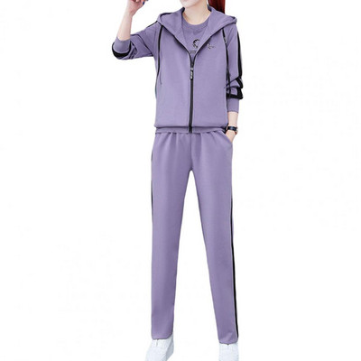 3Pcs Ženska sportska odjeća dugih rukava Održava toplinu Ležerni jesenski set od tri dijela s printom slova Ženska odjeća Komplet trenirki