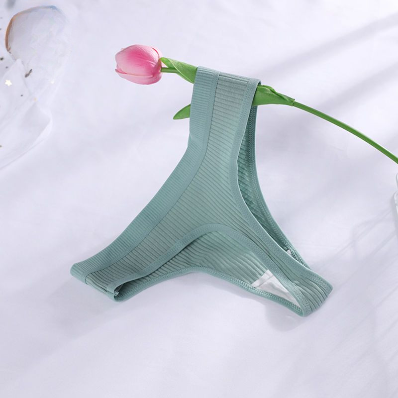 Gaćice s uzicom od 2 komada Pamučne ženske seksi gaćice Ženske rebraste tange Jednobojne Bikini gaćice s niskim strukom Donje rublje velikih veličina