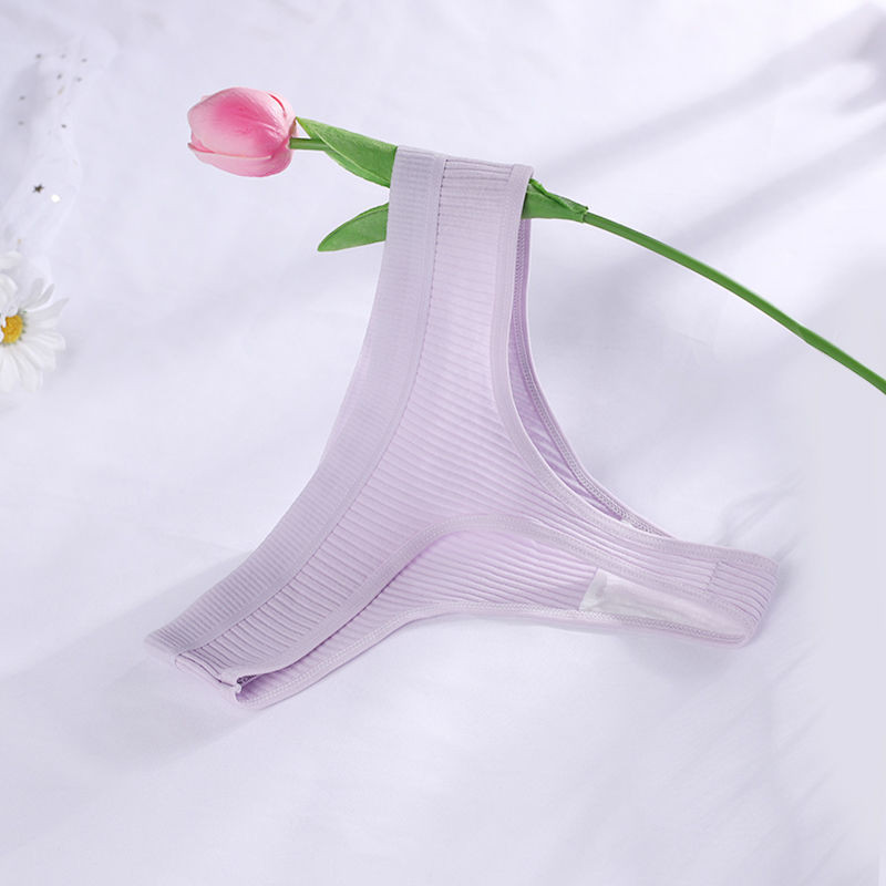 Gaćice s uzicom od 2 komada Pamučne ženske seksi gaćice Ženske rebraste tange Jednobojne Bikini gaćice s niskim strukom Donje rublje velikih veličina