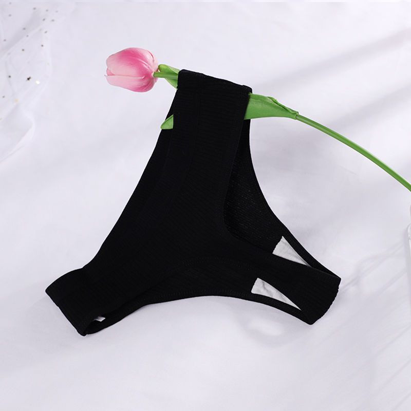 Gaćice s uzicom od 2 komada Pamučne ženske seksi gaćice Ženske rebraste tange Jednobojne Bikini gaćice s niskim strukom Donje rublje velikih veličina