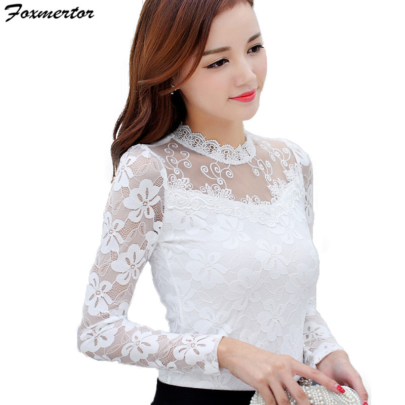 Foxmertor Ženske bluze Majice majica 2020 Blusa Moda proljeće ljeto Ženska čipkasta bluza dugih rukava Ležerna uredska ženska vel.