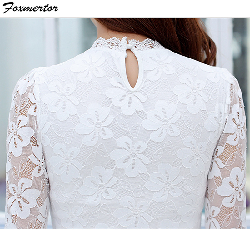 Foxmertor Ženske bluze Majice majica 2020 Blusa Moda proljeće ljeto Ženska čipkasta bluza dugih rukava Ležerna uredska ženska vel.