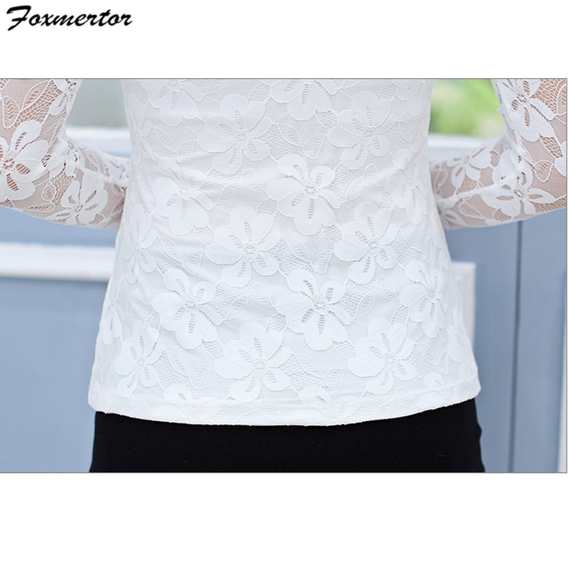 Foxmertor Ženske bluze Majice majica 2020 Blusa Moda proljeće ljeto Ženska čipkasta bluza dugih rukava Ležerna uredska ženska vel.