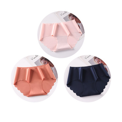3 ks/sada bezšvových spodných prádel, hodvábnych dámskych jednofarebných nohavičiek, dámskych volánikových nohavičiek, dievčenských neviditeľných nohavičiek, sexy spodnej bielizne