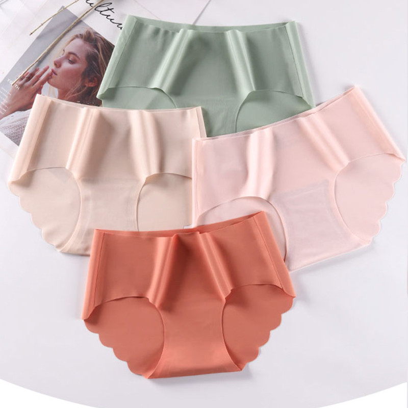 3 ks/sada bezšvových spodných prádel, hodvábnych dámskych jednofarebných nohavičiek, dámskych volánikových nohavičiek, dievčenských neviditeľných nohavičiek, sexy spodnej bielizne