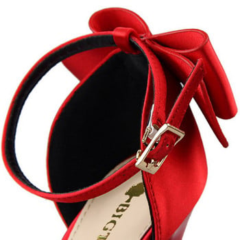 BIGTREE Shoes Bow Woman Pumps Копринени високи токчета Дамски обувки Stiletto Червени сватбени обувки Дамски токчета Дамски сандали Безплатна доставка