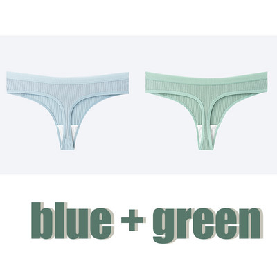 1/2kom Ženske seksi tange Ženske pamučne gaćice Niskog struka Prugaste jednobojne gaće Udobno intimno donje rublje