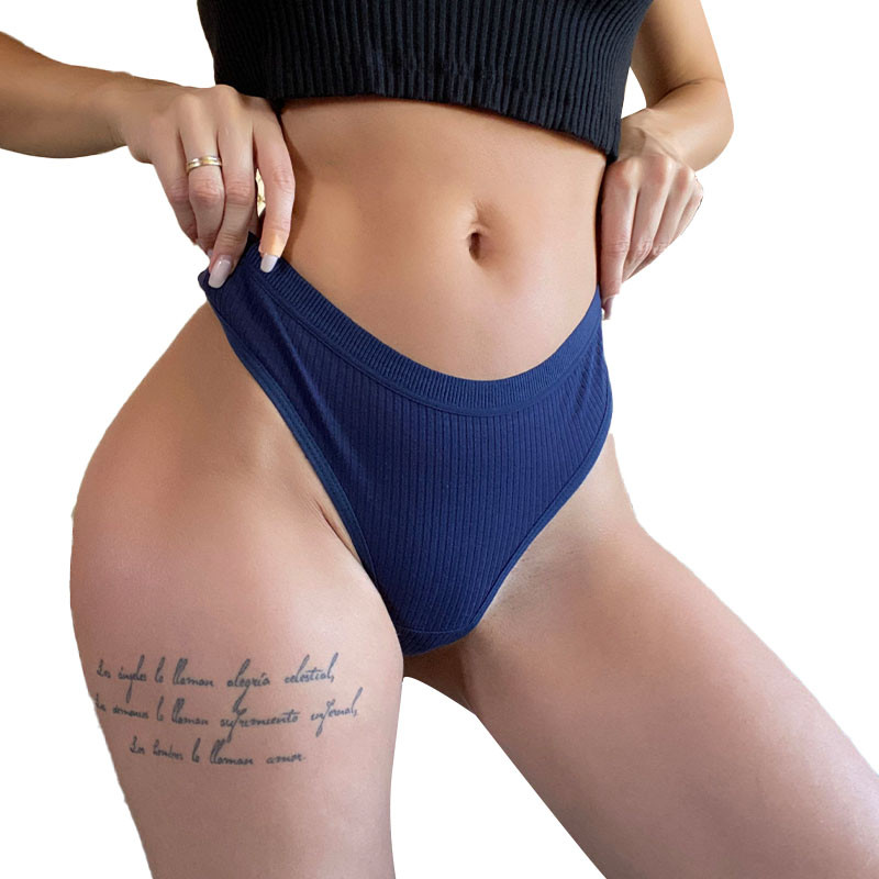 1/2kom Ženske seksi tange Ženske pamučne gaćice Niskog struka Prugaste jednobojne gaće Udobno intimno donje rublje