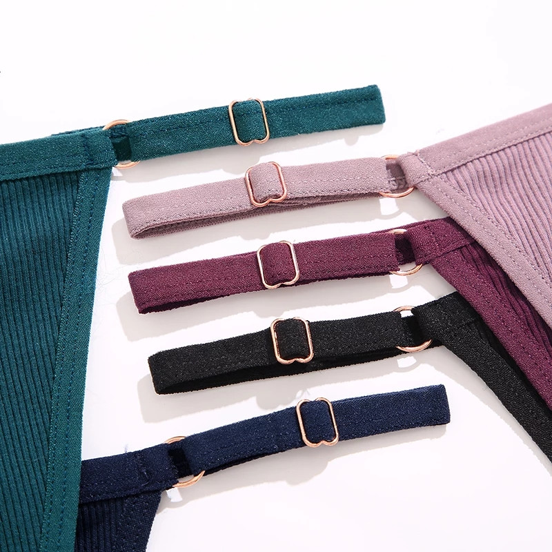 FINETOO pamučne g string podesive ženske gaćice Seksi gaćice niskog struka Bešavne tange Žensko donje rublje Tangas Mujer S-XL