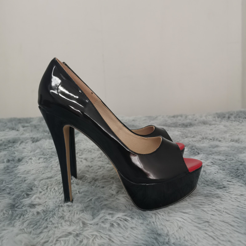 Pompe pentru femei Sexy Platformă Peep Toe 14cm Extrem de subțiri Tocuri înalte Stiletto Piele lacuită Moda Party Nighclub Pantofi de nuntă