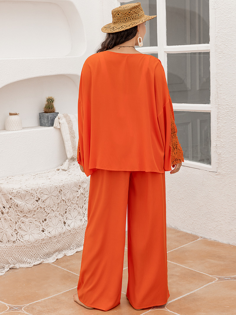 Set cu imprimeu marime plus de toamna si iarna de dama, format din doua topuri si pantaloni