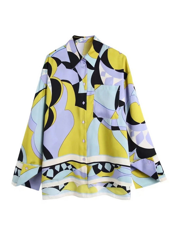 Ljeto 2023. Ženska odijela s dugim hlačama s vintage printom i dugim rukavima, široke široke hlače s glatkim gornjim dijelom, ženski kompleti od 2 komada