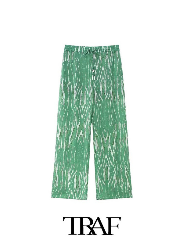 TRAF 2023 Dámska 2-dielna súprava, módny košeľový oblek s potlačou, dlhý top + potlačené domáce ležérne nohavice, ležérne outfity