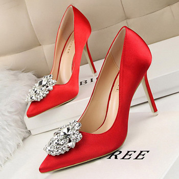 BIGTREE Обувки Дамски помпи с кристали Дамски обувки Сватбени обувки с високи токчета Луксозни дамски токчета Парти обувки Дамски