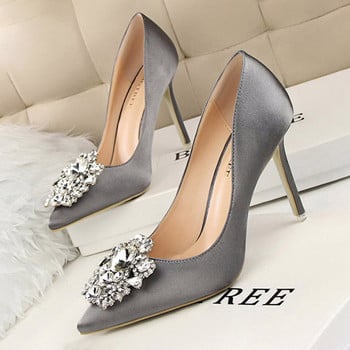 BIGTREE Обувки Дамски помпи с кристали Дамски обувки Сватбени обувки с високи токчета Луксозни дамски токчета Парти обувки Дамски