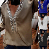 Camasa Boho Dimensiuni Plus Femei Decolteu in V Vara Casual Topuri Largi Bluza Vara Camasa Casual Topuri