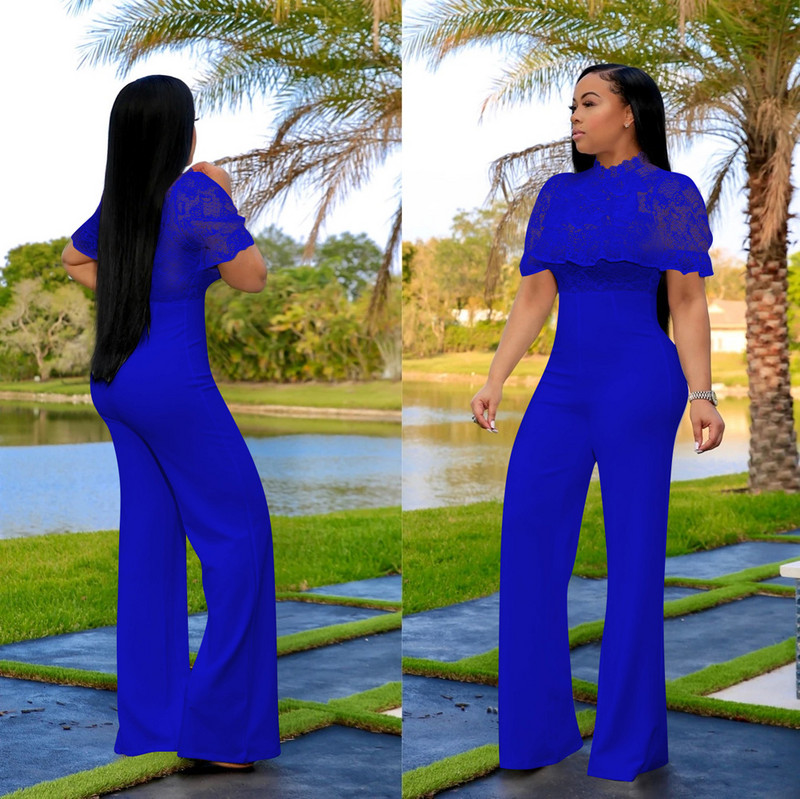 Ležerne hlače širokih nogavica Seksi ženski kombinezon s O-izrezom, elegantan jednobojni kombinezon za zabave