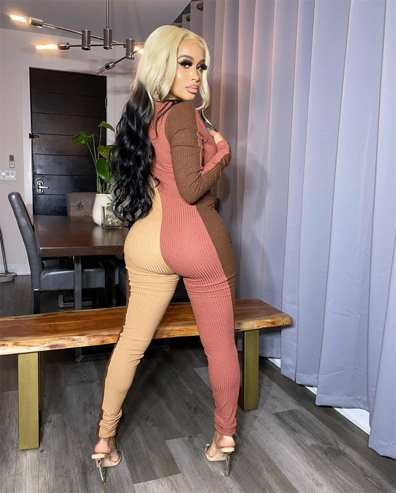 Skinny Club Kombinezonai Seksualūs Moterys Patchwork Bodycon Vakarėlis Kombinezonas Fitnesas Sportinė Apranga Šliaužtinukai