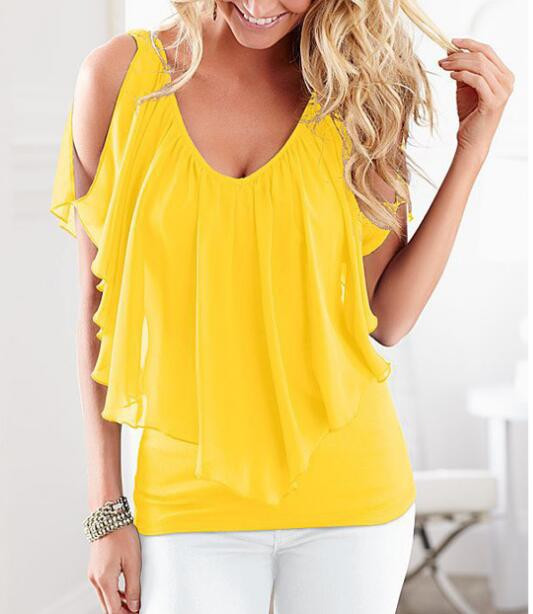 Ljetna ženska bluza široka košulja s V izrezom s leptir rukavima od šifona bluza bez rukava Ženska bluza s kratkim rukavima crna velika veličina 3xl