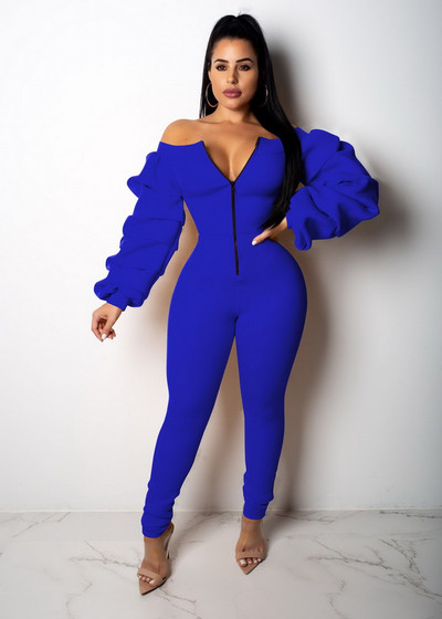 Seksualios moteriškos raižytos kaklo ilgomis rankovėmis Bodycon laisvalaikio kombinezonas Elegantiškas ilgas žiemos žaidimų kostiumas