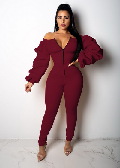 Seksualios moteriškos raižytos kaklo ilgomis rankovėmis Bodycon laisvalaikio kombinezonas Elegantiškas ilgas žiemos žaidimų kostiumas